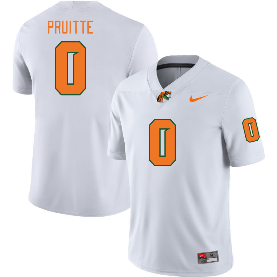 Men-Youth #0 Jeremiah Pruitte Florida A&M Rattlers 2023 College Football Jerseys Stitched-White